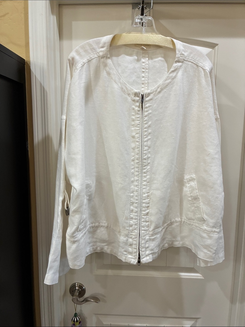 Eileen Fisher White Zip-Front Jacket